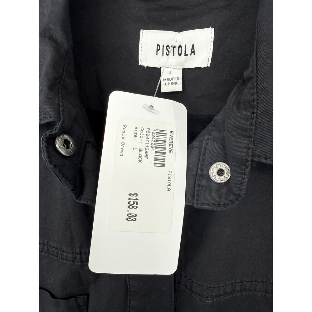 Pistola Rosie Utility Shirt Dress Black Sleeveless Collared Mini L NWT - Picture 4 of 9